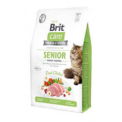 Сухий корм для котів похилого віку з надмірною вагою Brit Care (Бріт Кеа) Cat GF Senior Weight Control з куркою 2 кг