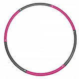 Обруч масажний Hula Hoop SportVida 90 см SV-HK0215 Grey/Pink, фото 2