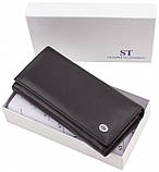 Жіночий шкіряний зручний гаманець (15011) чорний, фото 4