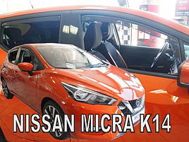 Дефлектори вікон (вітровики) NISSAN MICRA K14, 5d 2017+ (+OT) (HEKO)