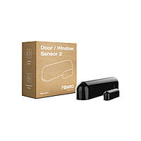 Датчик открытия двери/окна и температуры FIBARO Door/Window Sensor 2 (black) черный, Открытия окна/двери, Температура