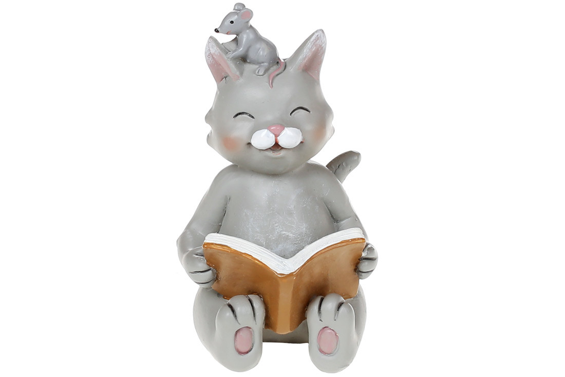 Декоративна статуетка Кіт з книгою 9.5 см, матеріал — полістоун, у пакованні. 4шт (707-101)