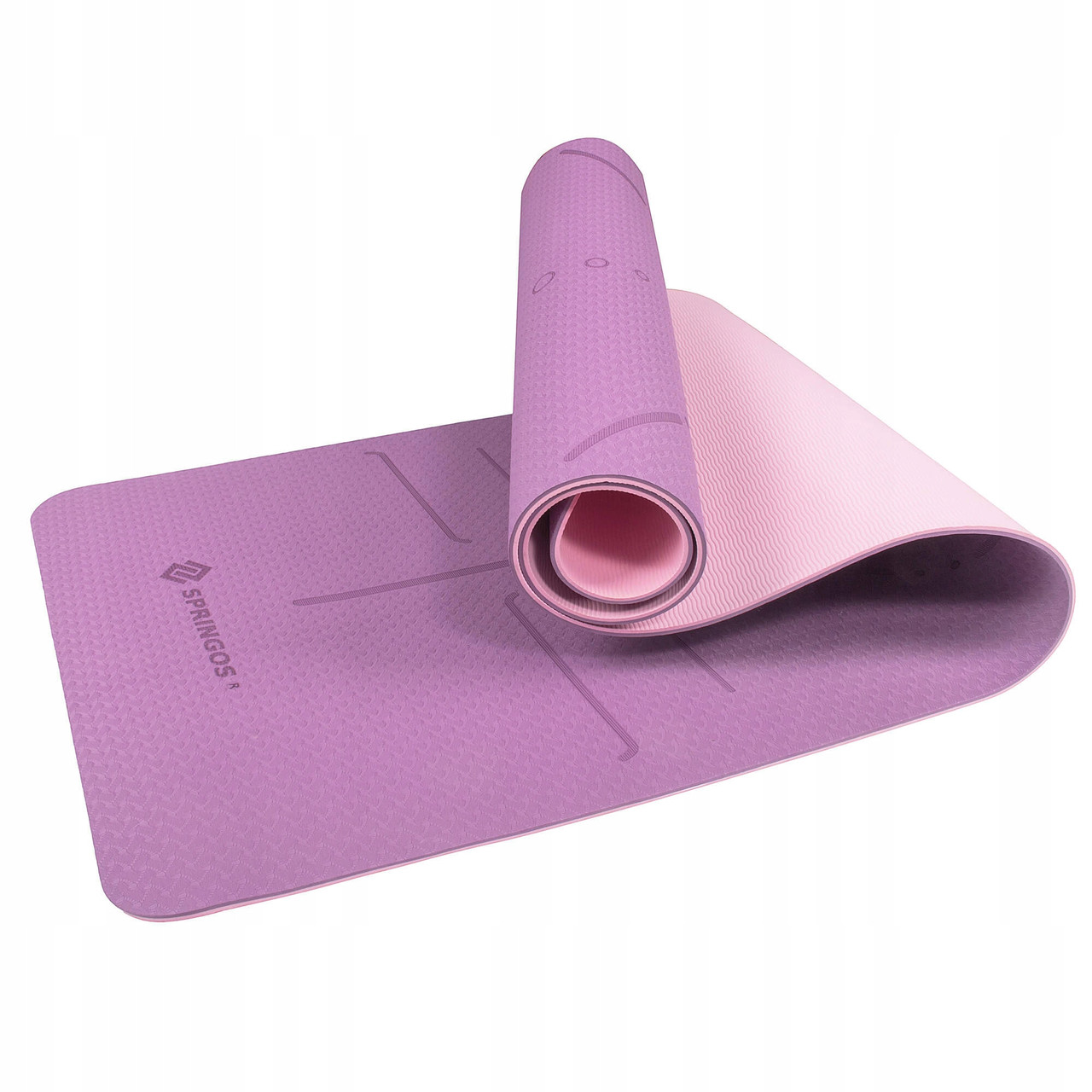Килимок (мат) для йоги та фітнесу Springos TPE 6 мм YG0015 Purple/Pink, фото 1