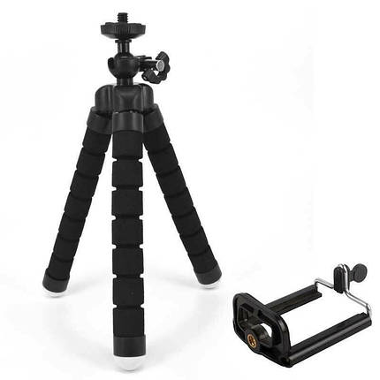 Гнучкий настільний штатив / трипод Alitek Flexible Sponge Short Black + тримач телефону, фото 1