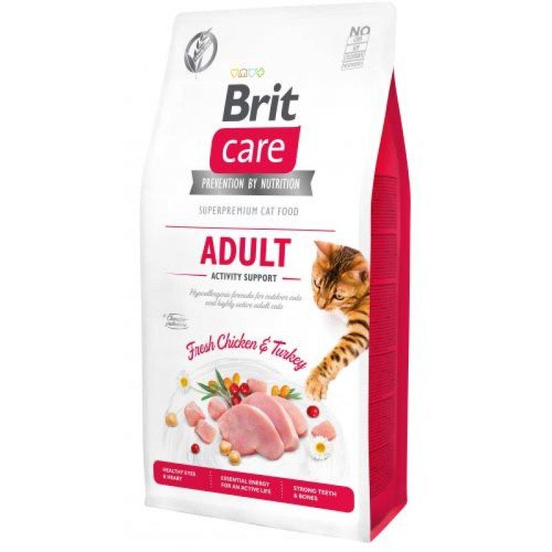 Сухий корм для дорослих кішок з високим рівнем активності Brit Care (Брит Кеа) GF Adult з індичкою та куркою 7 кг