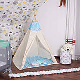 Дитячий намет (вігвам) Springos Tipi XXL TIP05 White/Sky Blue, фото 2