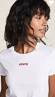 Футболка женская "Levis", левайс белая с красным лого