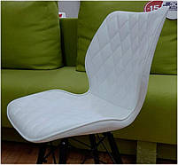 Стілець Nolan (Нолан) CH-BASE шкірозамінник білий, хромована кругла нога-опора, фото 3