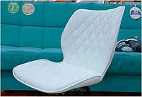 Стілець Nolan (Нолан) CH-BASE шкірозамінник білий, хромована кругла нога-опора, фото 5