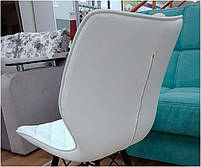 Стілець Nolan (Нолан) CH-BASE шкірозамінник білий, хромована кругла нога-опора, фото 6