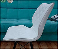 Стілець Nolan (Нолан) CH-BASE шкірозамінник білий, хромована кругла нога-опора, фото 7