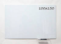 Безрамная стеклянная магнитная доска маркерная Tetris 100×150 см. Белая доска на стену для рисования маркером