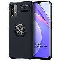 Чехол TPU Ring для Xiaomi Redmi 9T бампер оригинальный с кольцом подставкой Black