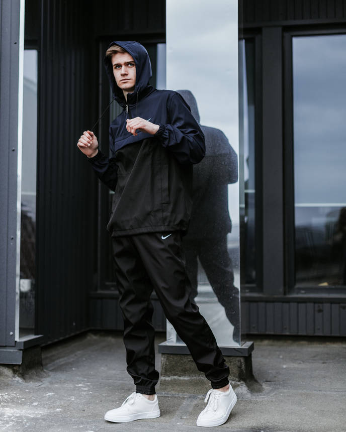 Спортивний костюм Nike чоловічий Найк синій чорний + Барсетка в Подарунок, фото 2