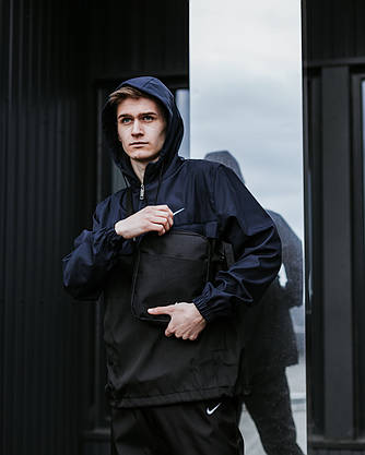 Спортивний костюм Nike чоловічий Найк синій чорний + Барсетка в Подарунок, фото 3