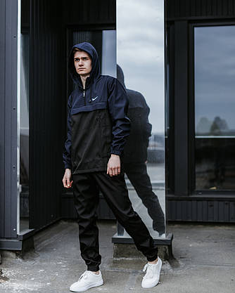 Спортивний костюм Nike чоловічий Найк синій чорний + Барсетка в Подарунок, фото 3