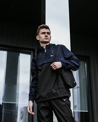 Спортивний костюм Nike чоловічий Найк синій чорний + Барсетка в Подарунок, фото 2