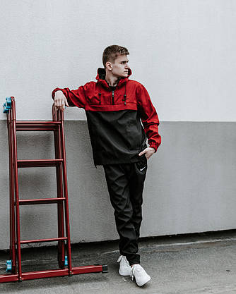 Костюм Спортивний чоловічий Найк, Nike червоний чорний. Барсетка в Подарунок Анорак + штани комплект, фото 2