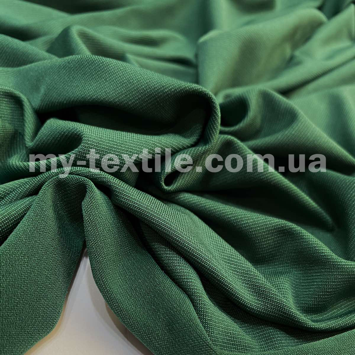 Тканина Трикотаж масло однотонна Темно-зелена (пляшка), фото 1