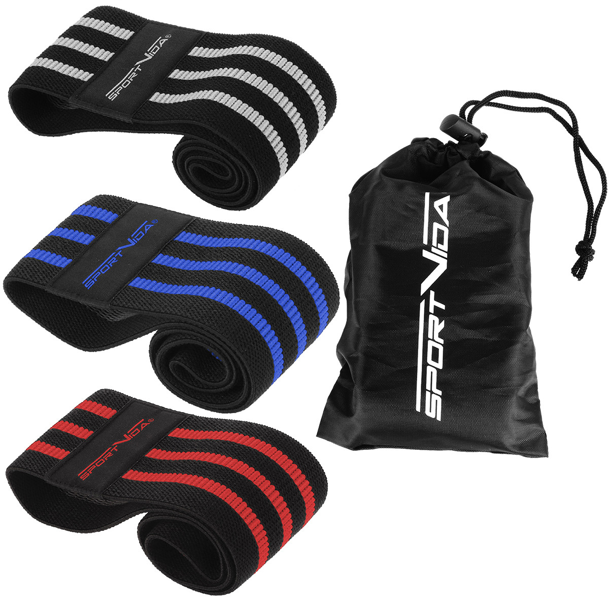 Резинка для фітнесу та спорту із тканини SportVida Hip Band 3 штуки SV-HK0366