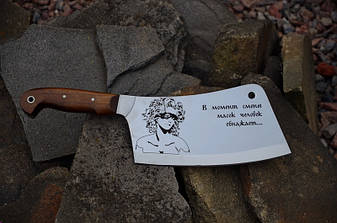 Кухонна сокира з гравіюванням, секач ручної роботи "Stranger", сталь 40Х13, фото 2
