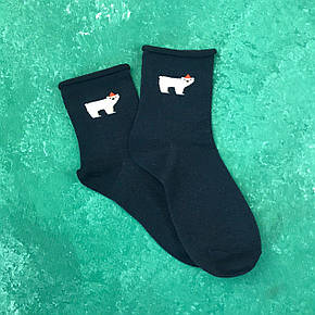Шкарпетки Середні Жіночі Чоловічі City-A Kikiyasocks Середні Ведмідь Темно-сині 37-41, фото 2