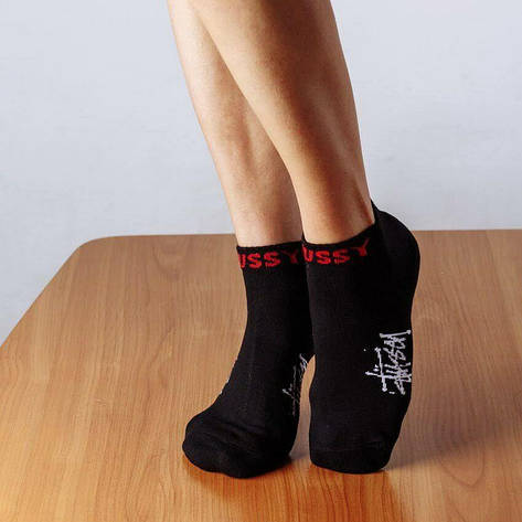 Шкарпетки Низькі Жіночі Чоловічі Stussy Чорні 37-41, фото 1