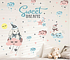 Вінілові наклейки на стіну, двері, вікна в дитячу "зайчик на тучці Sweet Dreams" 82 см*100 см (лист 60*90 см), фото 8