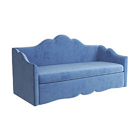 Диван дитячий висувний з бортиками MeBelle CHEVALIER 80х190 см з матрацом, синій велюр