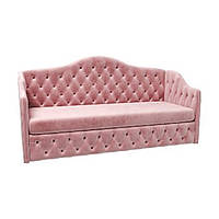Детский диван-кровать малютка MeBelle JOLIE 80х190 см раскладной с бортиками, светлый розовый велюр