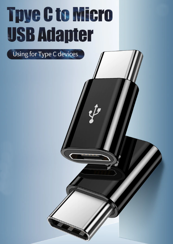 Перехідник адаптер Micro USB - Type-C Black, фото 1