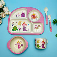 Набір дитячого посуду бамбуковий 5 приладів Принцеса Stenson