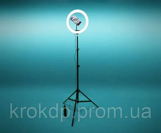 Кільцева LED лампа 30 см на штативі з тримачем для телефону (штатив 2,1 метра)