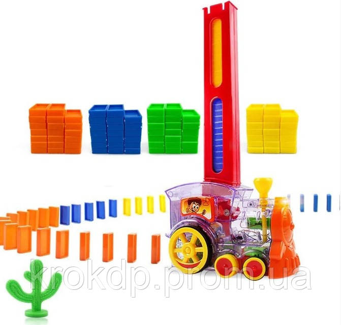 Розвиваюча іграшка паровозик доміно DOMINO Happy Truck 60 деталей / Поїзд доміно