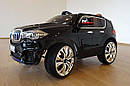 Дитячий електромобіль Джип M 2762 EBLRS-2, BMW X5 (mp4-монітор), колеса EVA, шкіряне сидіння, чорний лак, фото 2