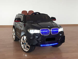 Дитячий електромобіль Джип M 2762 EBLRS-2, BMW X5 (mp4-монітор), колеса EVA, шкіряне сидіння, чорний лак