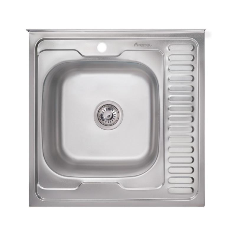 Сталева накладна мийка Imperial 6060L (06) Decor