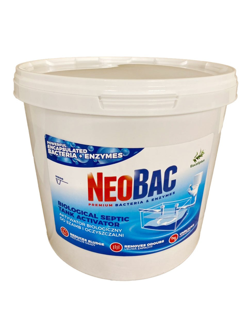 Біоактиватор NeoBac 5кг НеоБак для септика та вигрібних ям 200 порцій! із запахом ЄВКАЛІПТУ
