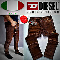 Мужские вельветовые джинсы стретч Diesel, классические, зауженные, прямые.