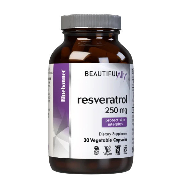 Ресвератрол 250 мг, Beautiful Ally, Bluebonnet Nutrition, Resveratrol 250 мд, 30 рослинних капсул