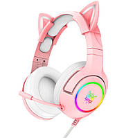 Навушники ігрові ONIKUMA LED K9, рожеві