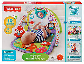 Розвивальний музичний дитячий килимок Fisher-Price 3 в 1 Лісові друзі CDN47 оригінал