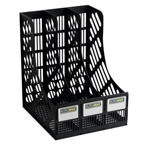 Лоток для паперів вертикальний 3 відділення збірний Buromax 6100 чорний