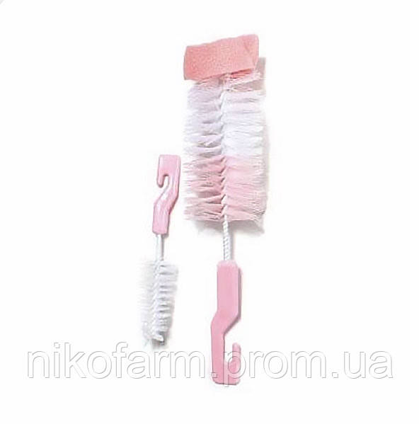 Щітка для миття пляшок і сосок з поролоном Lindo PK 014-A рожевий 1 шт.