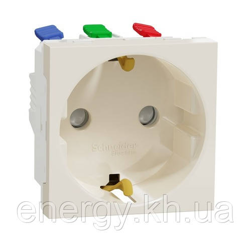 Розетка з з/к та шторками Unica New бежевий, фото 1