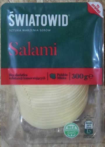 Сыр твердый нарезка Swiatowid Salami 300 г Польша - фото 4 - id-p1400049603