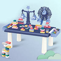 Детский игровой столик с конструктором песочница атракцион RUNRUN Block World с навесными ящиками 69 деталей