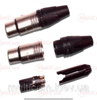 01-03-067. Гніздо CANON (XLR) 3pin під кабель, корпус метал, original Neutrik, сріблясте