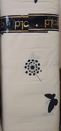 Тканина для постільної білизни 220 см на метраж Бязь "Gold" Lux GL1025B сіра з кульбабами та метеликами, фото 2