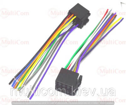 01-17-003. Роз'єм автомагнітоли ISO (гніздо) здвоєний, CCA, з кабелем 20см, фото 1